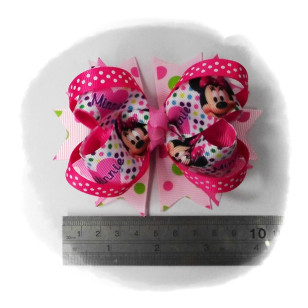 Minnie Mouse Grosgrain Ribbon Girls 4" Boutique Bow Hair Bows ( Hair Clip or Hair Band) 